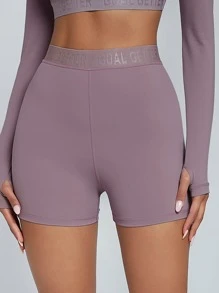 SHEIN 字母織帶運動機車短褲