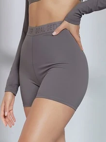 SHEIN 字母織帶運動機車短褲