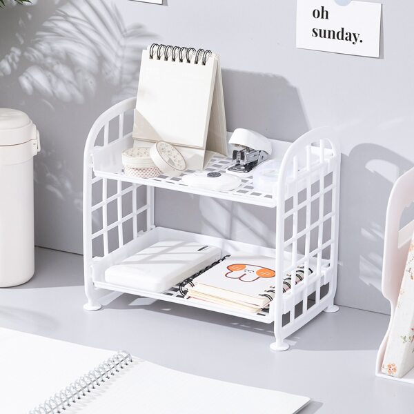 

1pc Multifunction Desktop Storage Rack, White