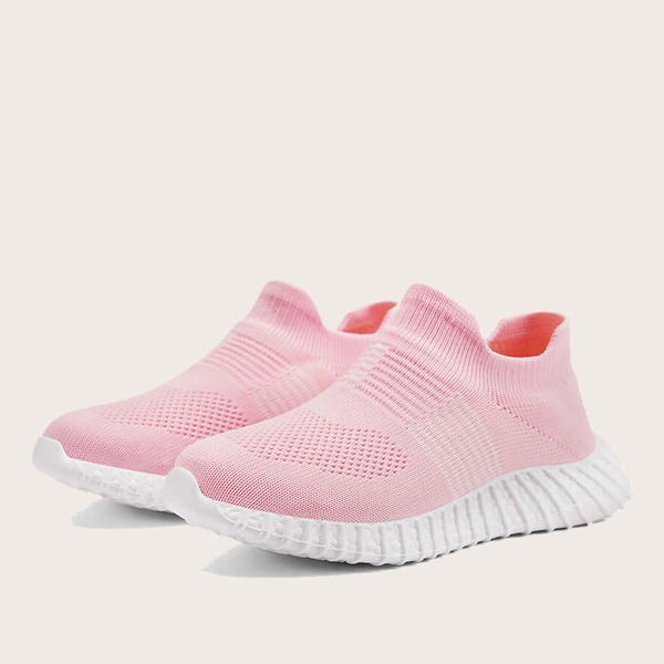 

Girls Striped Slip On Running Shoes, Pink