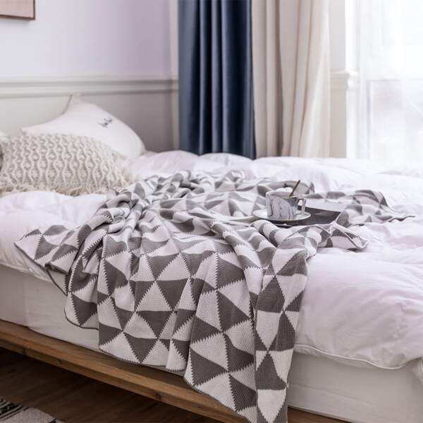

Triangle Pattern Knitted Throw, Multicolor