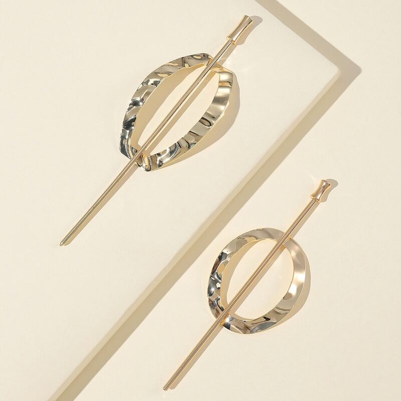 

2pcs Geo Decor Hairpin, Gold