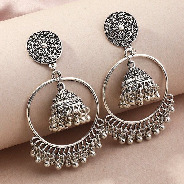

Vintage Jhumka Earrings, Antique silver