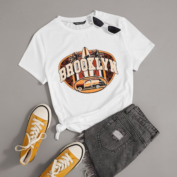 

Letter Graphic Short Sleeve Tee, White