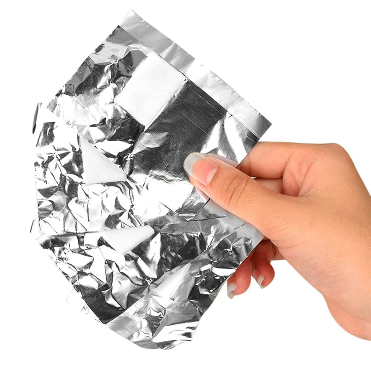 

50pcs Nail Polish Remover Foil With Cotton Pad, Silver