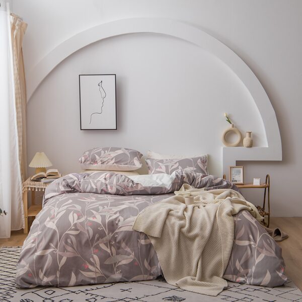 

Plants Print Duvet Cover Set Without Filler, Multicolor