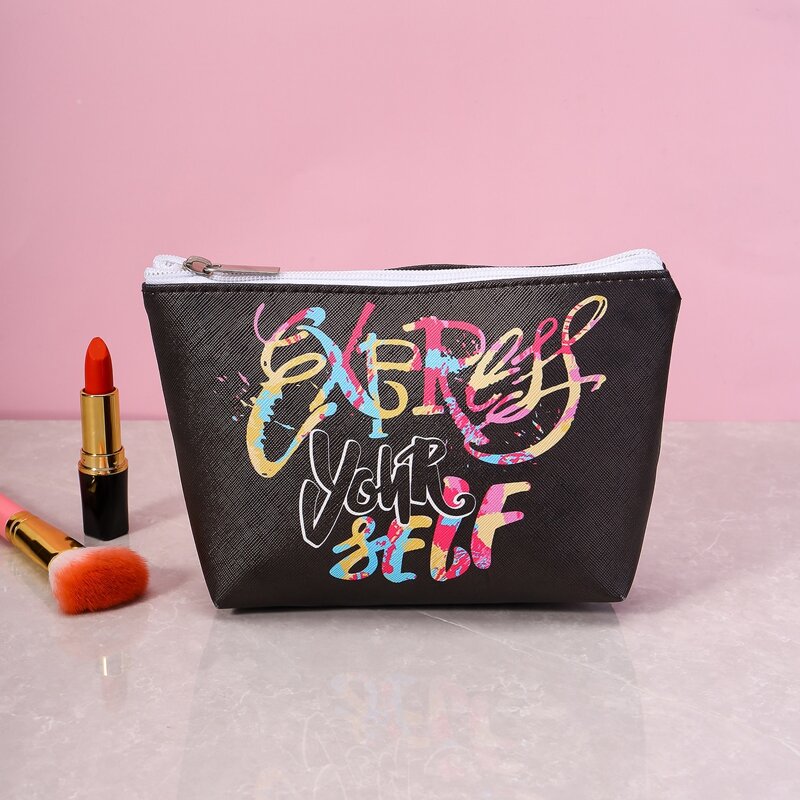 

Letter Graphic Zipper Makeup Bag, Multicolor