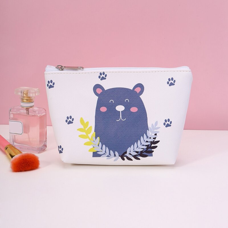 Cartoon Bear Zipper Makeup Bag, Multicolor