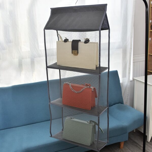 

1pc 3 Layer Hanging Bag Storage Bag, Grey