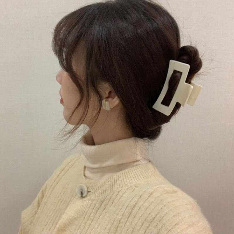 

1pc Square Hair Claw, Beige