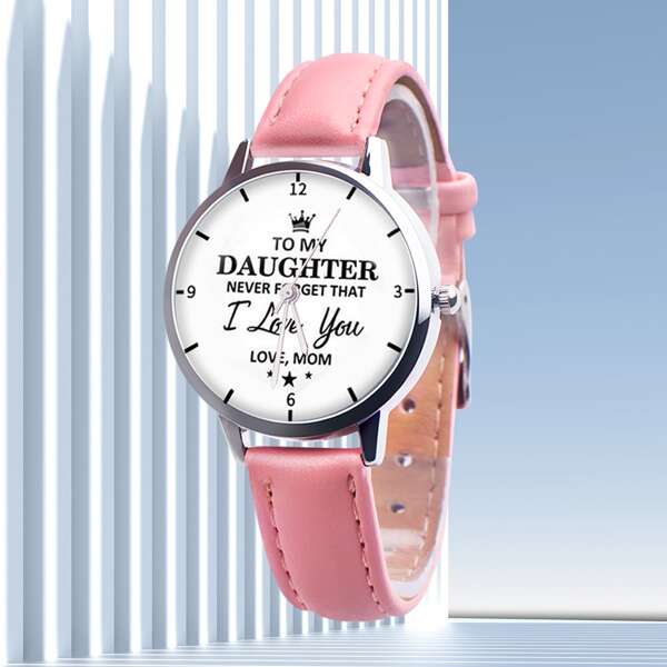 

1pc Kids Letter Graphic Dial Quartz Watch