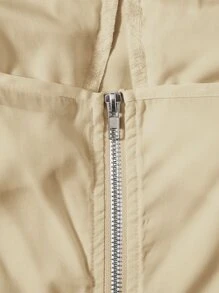 繫肩帶抽褶露肩短版吊帶上衣 - 卡其色 - 查看 3