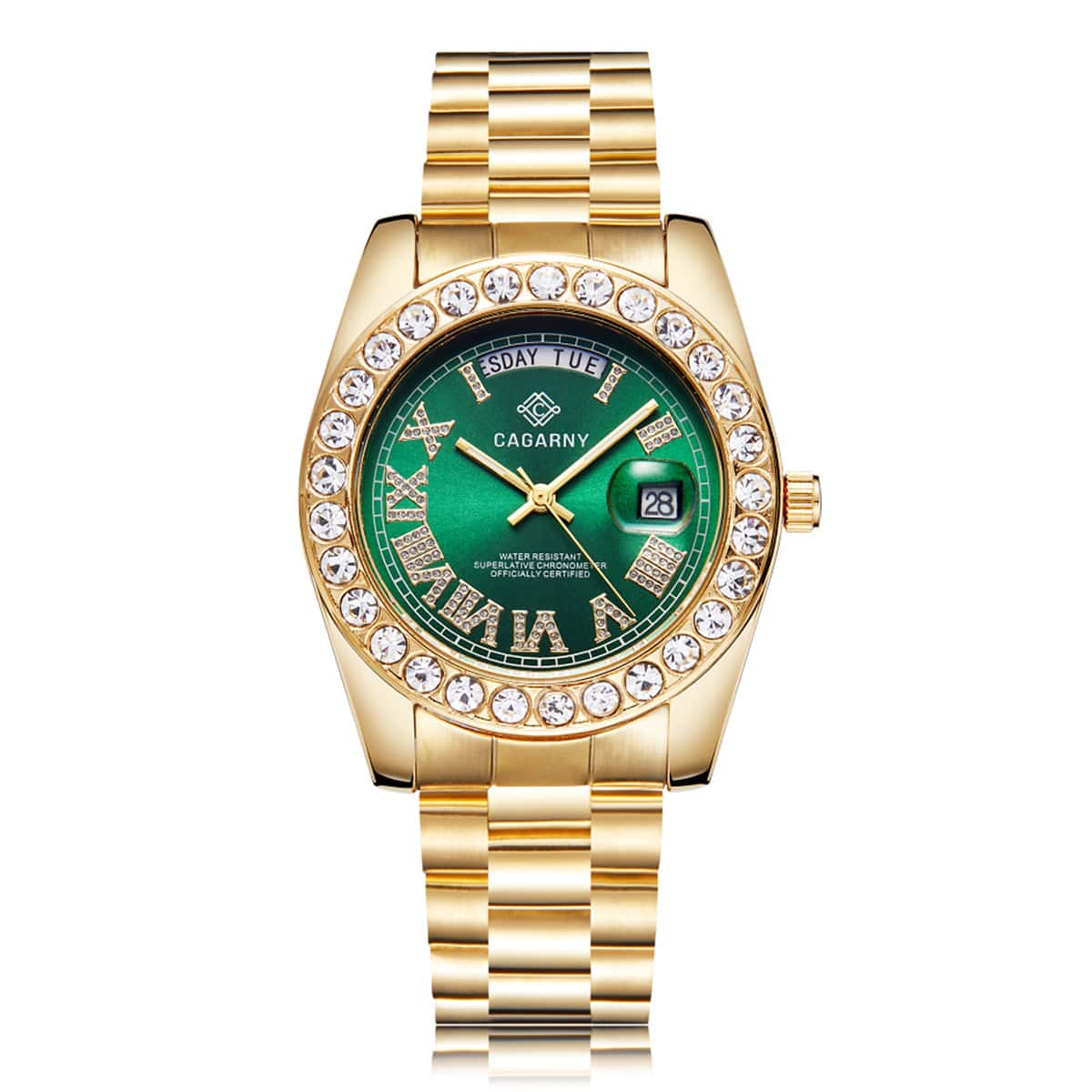 

Guys Rhinestone Decor Date Quartz Watch