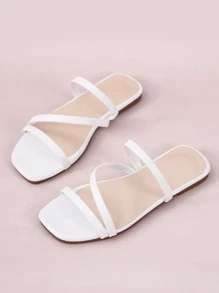 Elegant Outdoors White Flat Slippers For Women, Multi Strap Artificial Leather Open Toe Slide Sandals - White - View 5