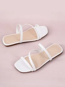Elegant Outdoors White Flat Slippers For Women, Multi Strap Artificial Leather Open Toe Slide Sandals - White - View 6