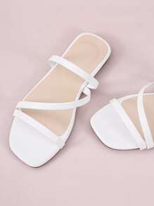 Elegant Outdoors White Flat Slippers For Women, Multi Strap Artificial Leather Open Toe Slide Sandals - White - View 7