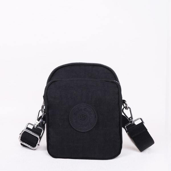 

Letter Patch Crossbody Bag, Black