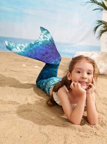 少女美人魚尾巴裙 - 綠色 - 查看 2