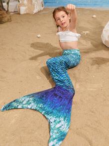 少女美人魚尾巴裙 - 綠色 - 查看 5