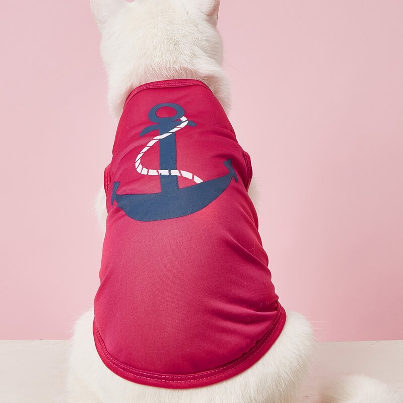 

Anchor Print Pet Tank, Burgundy