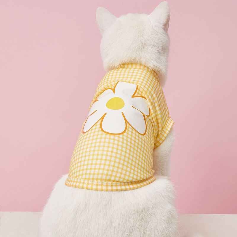 

Flower Print Pet Tank, Yellow