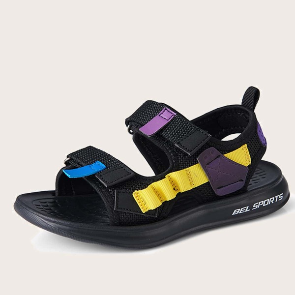 

Boys Colorblock Velcro Strap Sandals, Black