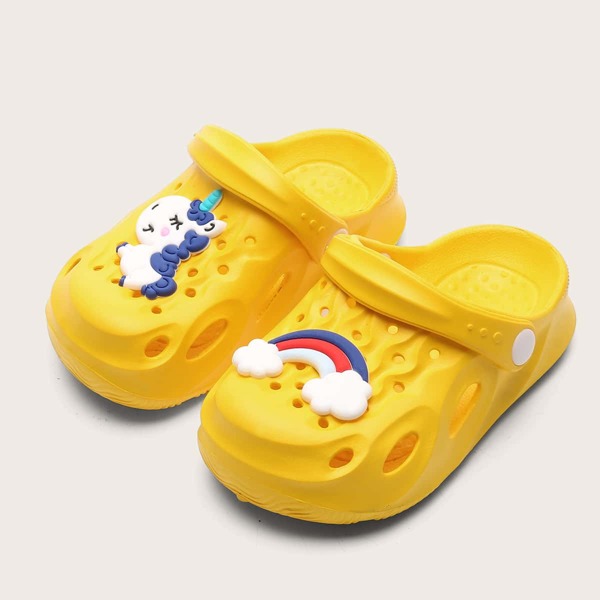 

Girls Cartoon Patch Vented Clogs, Yellow