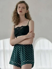 SHEIN 寬腿睡短褲不帶胸罩 - 墨綠色 - 查看 3