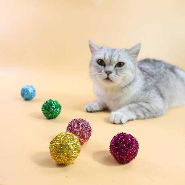 

5pcs Ball Shaped Pet Sound Toy, Multicolor