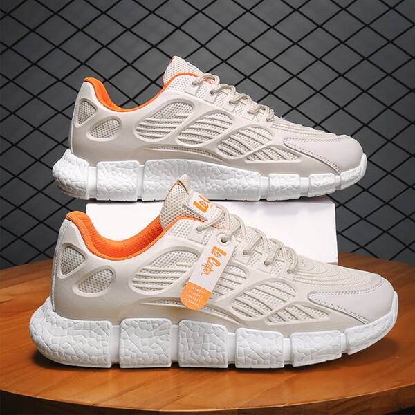 

Men Lace-up Front Running Shoes, Beige