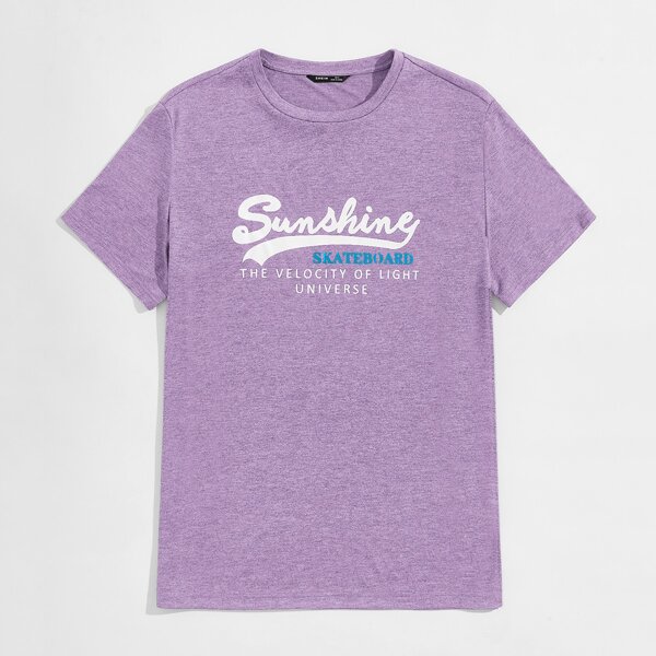 

Men Slogan Graphic Tee, Lilac purple