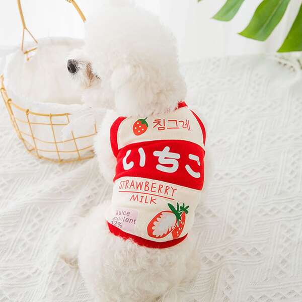 

Strawberry Print Pet Tank, Red