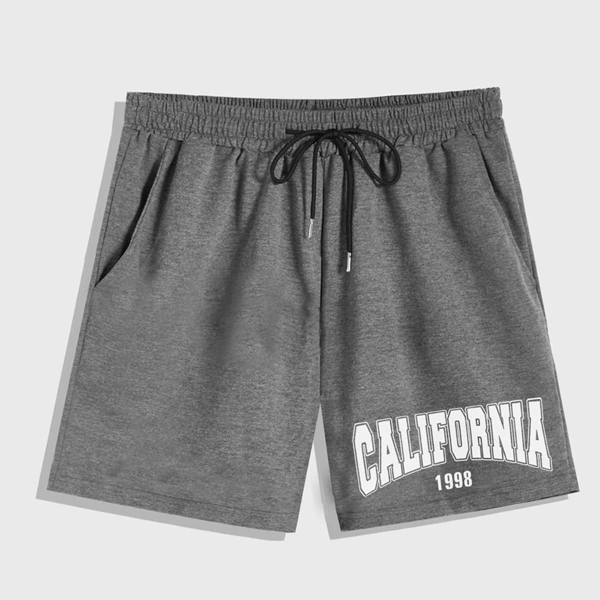 

Guys Letter Drawstring Shorts, Grey