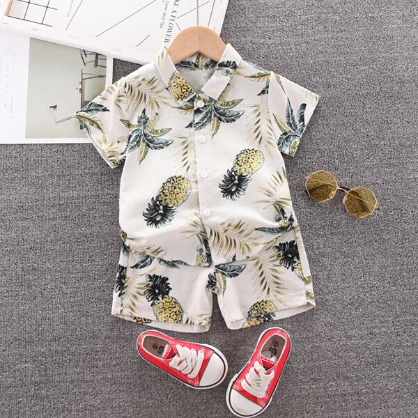 

Toddler Boys Tropical And Pineapple Print Shirt & Shorts, Multicolor