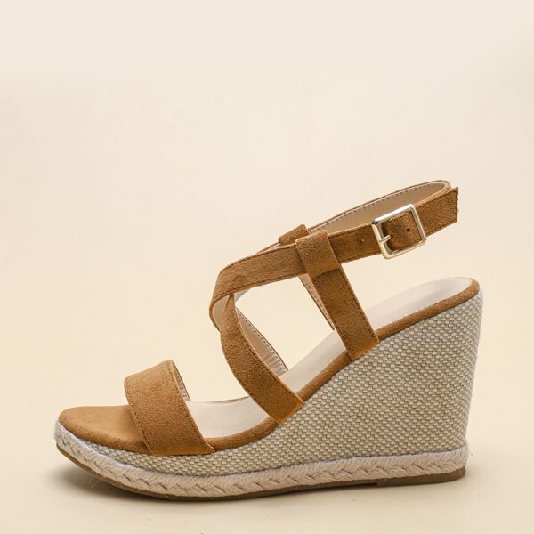 

Minimalist Slingback Wedge Sandals, Brown