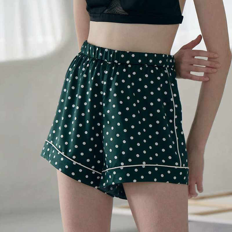 

WIDE LEG SLEEP SHORTS WITHOUT BRA, Dark green