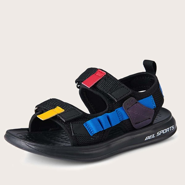 

Boys Color Block Sport Sandals, Black