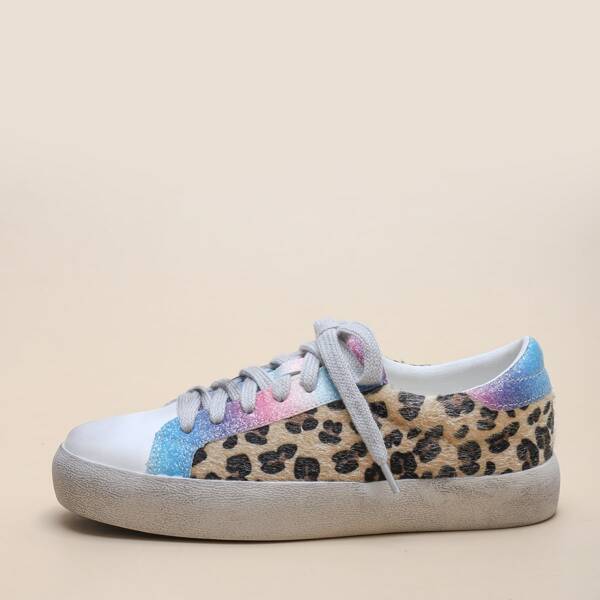 

Glitter Decor Leopard Skate Shoes, Multicolor