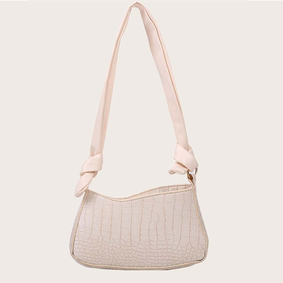 

Croc Embossed Shoulder Bag, Beige