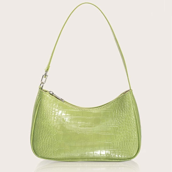 

Croc Embossed Baguette Bag, Lime green