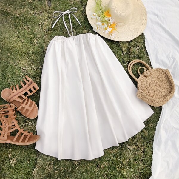 

Two Way Solid Dress, White