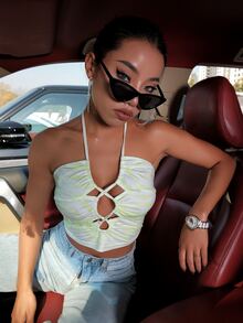 繫帶繞頸上衣 - 薄荷綠 - 查看 6