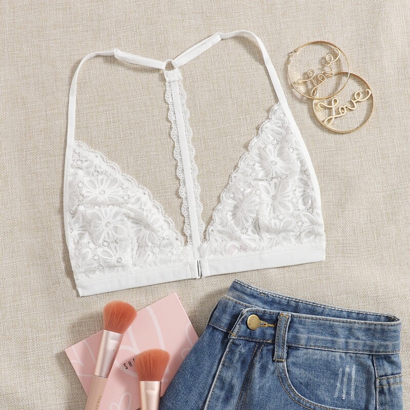 

Floral Lace Bralette, White