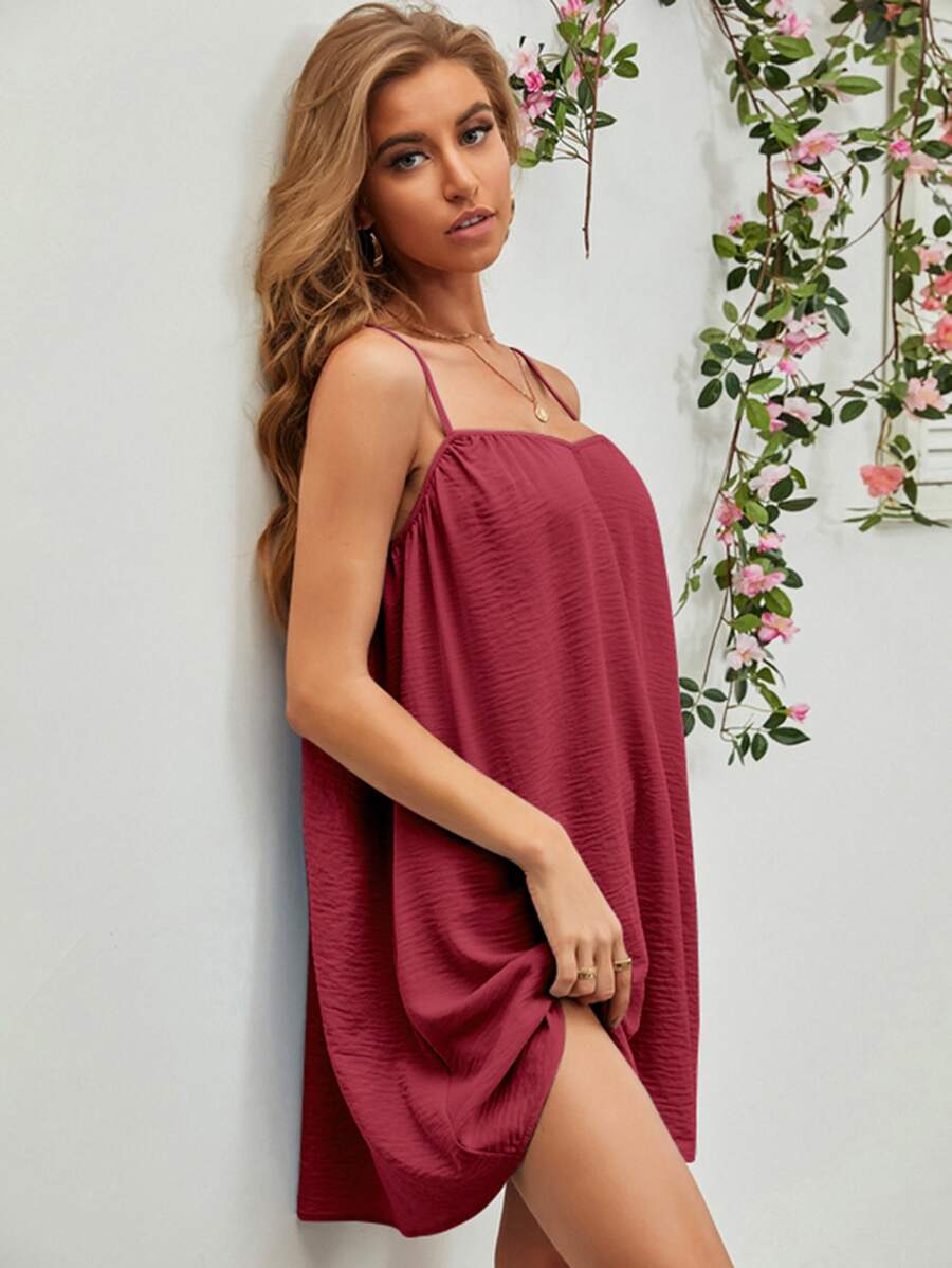 Solid Cami Dress - Rose Red - View 1