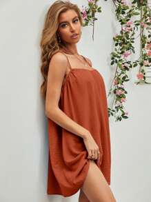 Solid Cami Dress - Burnt Orange - View 1