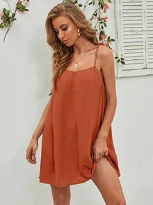 Solid Cami Dress - Burnt Orange - View 3