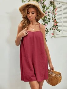Solid Cami Dress - Rose Red - View 4
