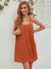 Solid Cami Dress - Burnt Orange - View 4