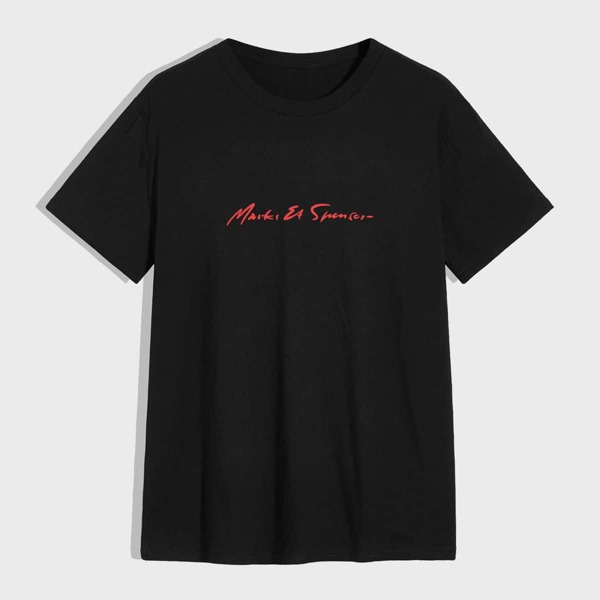 

Men Slogan Graphic Crew Neck Tee, Black
