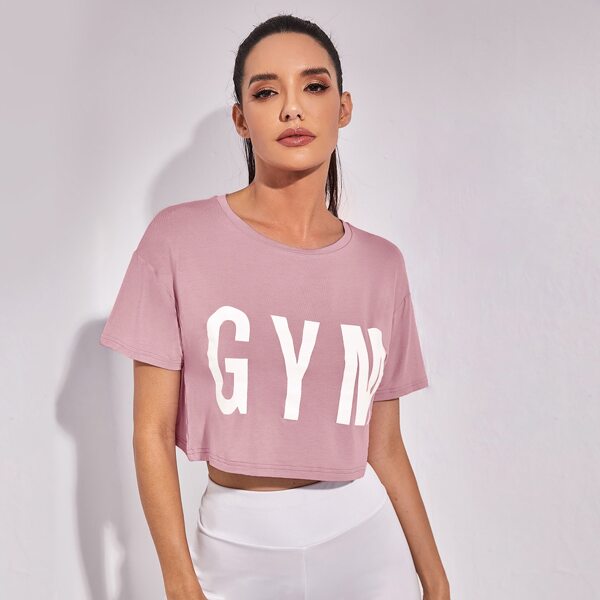 

Active Gym Graphic Cropped Tee, Dusty pink
